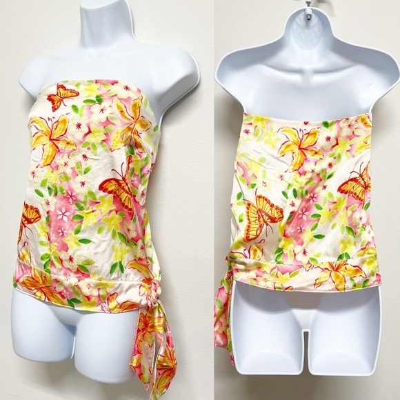 Lilly Pulitzer Vintage Silk Butterfly White Winter Floral Print Quinn Top Sz 10 - Picture 1 of 12